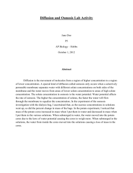 Lab report on diffusion and osmosis